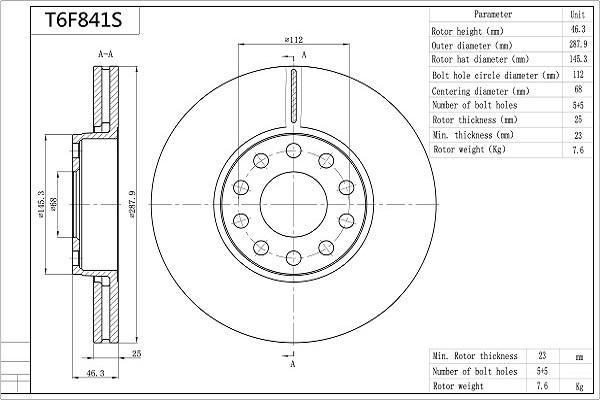 Aisin T6F841S - Discofreno autozon.pro