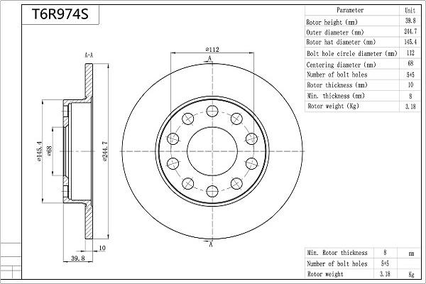 Aisin T6R974S - Discofreno autozon.pro