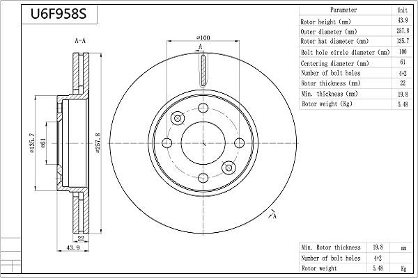 Aisin U6F958S - Discofreno autozon.pro