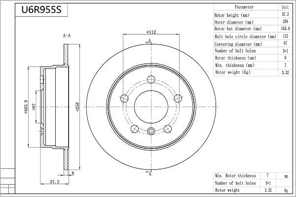 Aisin U6R955S - Discofreno autozon.pro