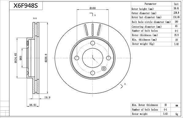 Aisin X6F948S - Discofreno autozon.pro