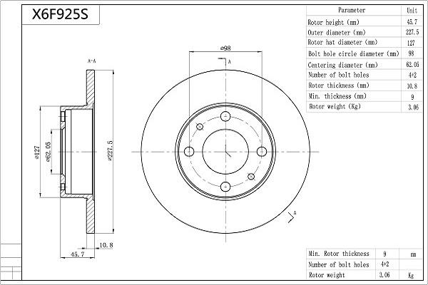 Aisin X6F925S - Discofreno autozon.pro