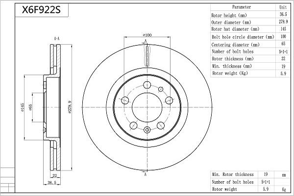 Aisin X6F922S - Discofreno autozon.pro