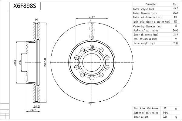 Aisin X6F898S - Discofreno autozon.pro