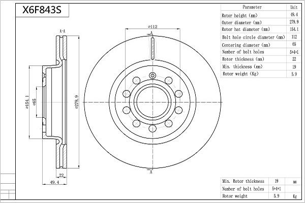 Aisin X6F843S - Discofreno autozon.pro