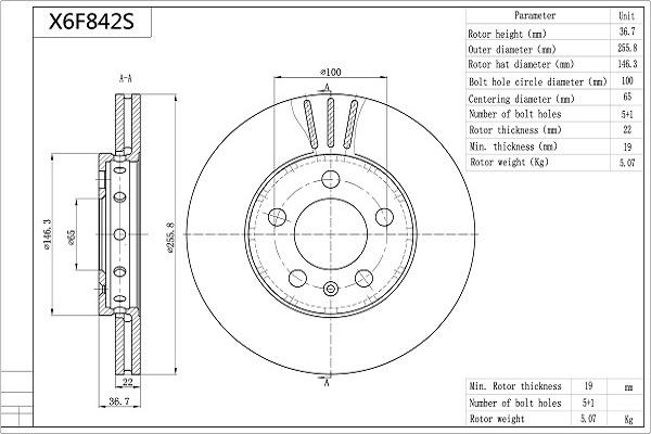 Aisin X6F842S - Discofreno autozon.pro