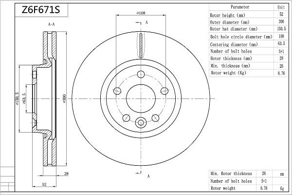 Aisin Z6F671S - Discofreno autozon.pro