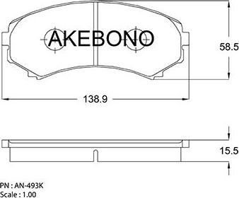 Akebono AN-493K - Kit pastiglie freno, Freno a disco autozon.pro