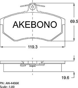 Akebono AN-4406K - Kit pastiglie freno, Freno a disco autozon.pro