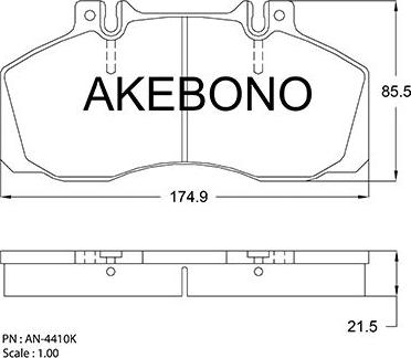 Akebono AN-4410KE - Kit pastiglie freno, Freno a disco autozon.pro