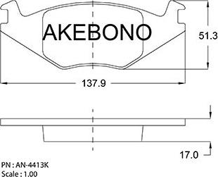 Akebono AN-4413KE - Kit pastiglie freno, Freno a disco autozon.pro