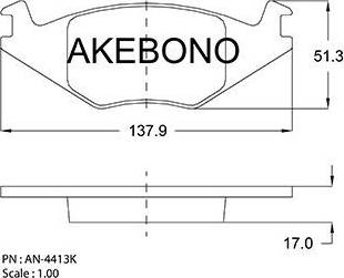 Akebono AN-4413K - Kit pastiglie freno, Freno a disco autozon.pro