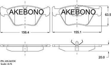 Akebono AN-4435KE - Kit pastiglie freno, Freno a disco autozon.pro