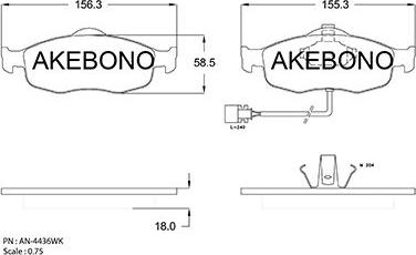 Akebono AN-4436WKE - Kit pastiglie freno, Freno a disco autozon.pro