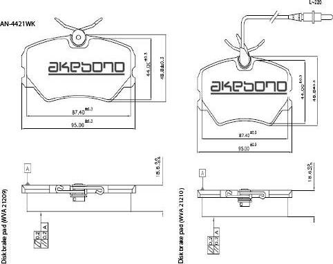 Akebono AN-4421WK - Kit pastiglie freno, Freno a disco autozon.pro