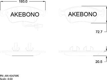 Akebono AN-4547WKE - Kit pastiglie freno, Freno a disco autozon.pro