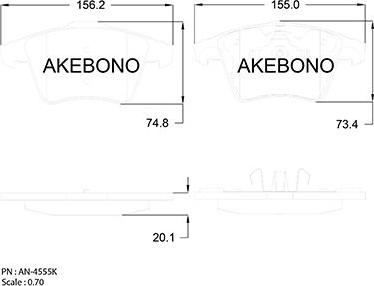 Akebono AN-4555K - Kit pastiglie freno, Freno a disco autozon.pro