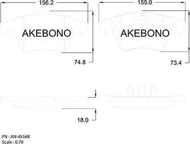 Akebono AN-4556K - Kit pastiglie freno, Freno a disco autozon.pro