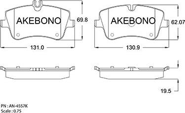 Akebono AN-4557K - Kit pastiglie freno, Freno a disco autozon.pro