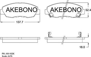 Akebono AN-455WK - Kit pastiglie freno, Freno a disco autozon.pro