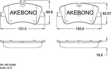 Akebono AN-4508K - Kit pastiglie freno, Freno a disco autozon.pro