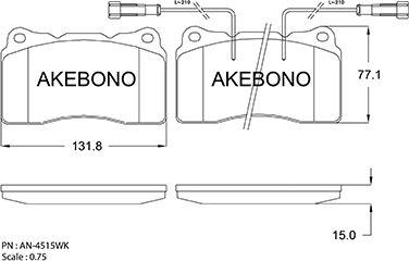 Akebono AN-4515WKE - Kit pastiglie freno, Freno a disco autozon.pro