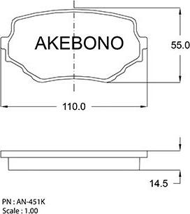 Akebono AN-451K - Kit pastiglie freno, Freno a disco autozon.pro