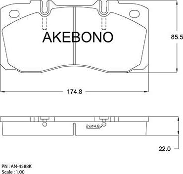 Akebono AN-4588K - Kit pastiglie freno, Freno a disco autozon.pro