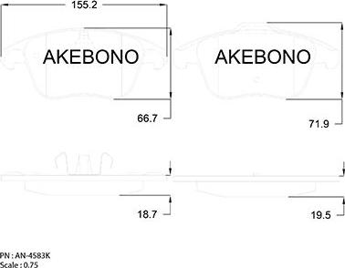 Akebono AN-4583K - Kit pastiglie freno, Freno a disco autozon.pro