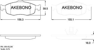 Akebono AN-4523K - Kit pastiglie freno, Freno a disco autozon.pro