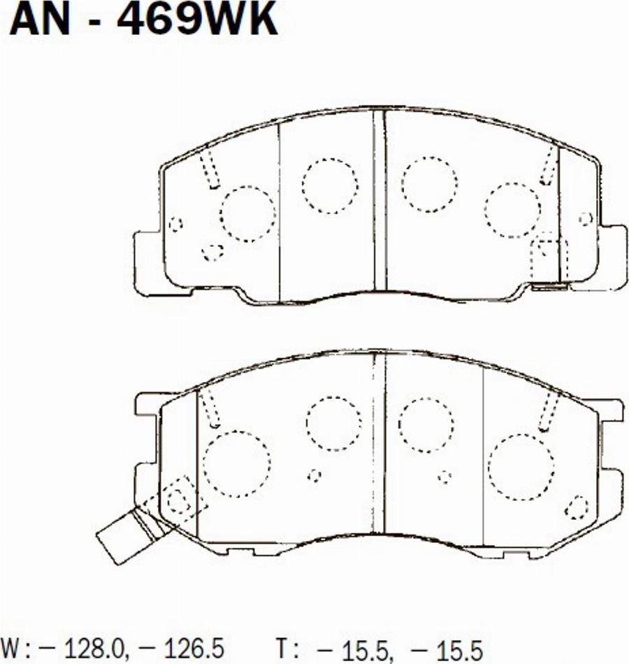 Akebono AN-469WK - Kit pastiglie freno, Freno a disco autozon.pro