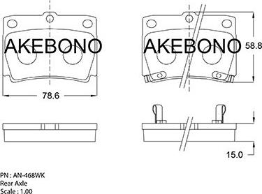 Akebono AN-468WK - Kit pastiglie freno, Freno a disco autozon.pro