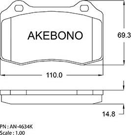 Akebono AN-4634K - Kit pastiglie freno, Freno a disco autozon.pro