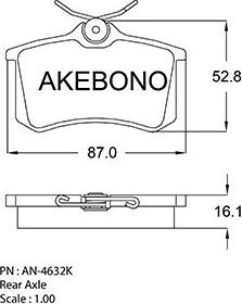 Akebono AN-4632K - Kit pastiglie freno, Freno a disco autozon.pro