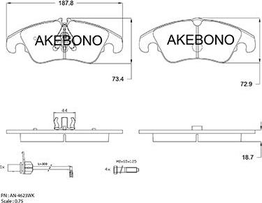 Akebono AN-4623WK - Kit pastiglie freno, Freno a disco autozon.pro