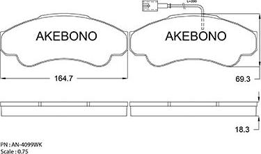 Akebono AN-4099WKE - Kit pastiglie freno, Freno a disco autozon.pro