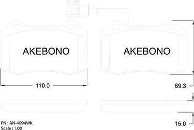 Akebono AN-4094WKE - Kit pastiglie freno, Freno a disco autozon.pro