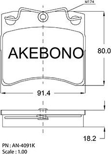 Akebono AN-4091KE - Kit pastiglie freno, Freno a disco autozon.pro