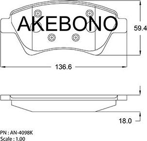 Akebono AN-4098K - Kit pastiglie freno, Freno a disco autozon.pro