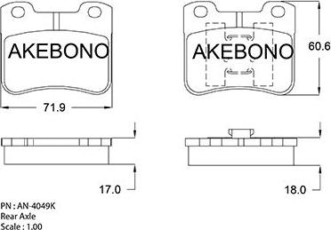 Akebono AN-4049KE - Kit pastiglie freno, Freno a disco autozon.pro