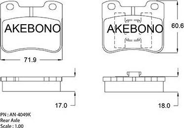 Akebono AN-4049K - Kit pastiglie freno, Freno a disco autozon.pro