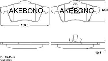 Akebono AN-4041KE - Kit pastiglie freno, Freno a disco autozon.pro