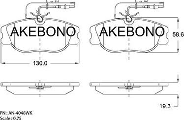 Akebono AN-4048WK - Kit pastiglie freno, Freno a disco autozon.pro