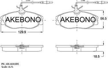 Akebono AN-4043WKE - Kit pastiglie freno, Freno a disco autozon.pro