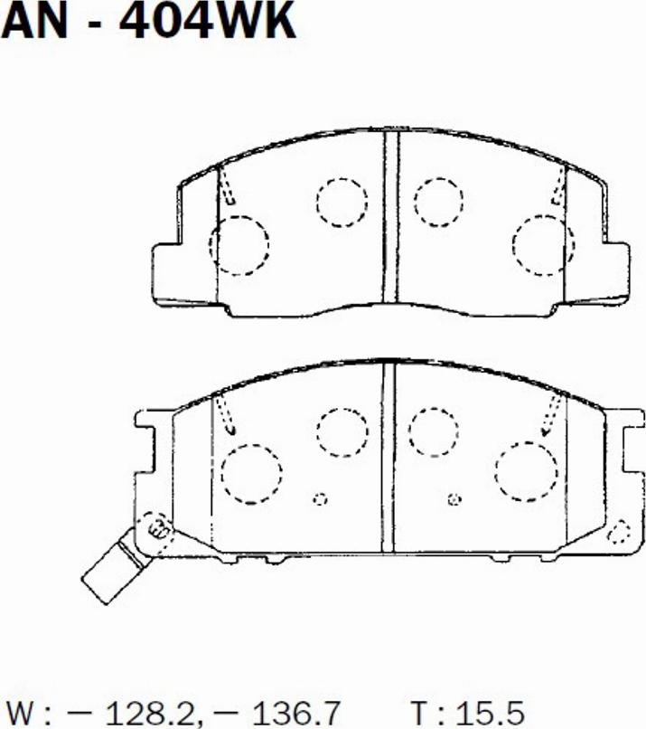 Akebono AN-404WK - Kit pastiglie freno, Freno a disco autozon.pro