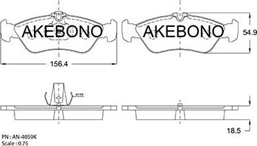 Akebono AN-4059K - Kit pastiglie freno, Freno a disco autozon.pro