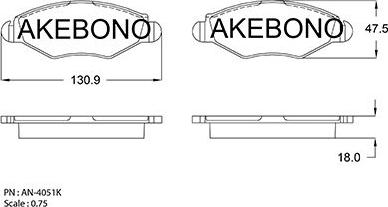 Akebono AN-4051KE - Kit pastiglie freno, Freno a disco autozon.pro