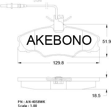 Akebono AN-4058WKE - Kit pastiglie freno, Freno a disco autozon.pro