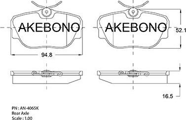 Akebono AN-4065KE - Kit pastiglie freno, Freno a disco autozon.pro