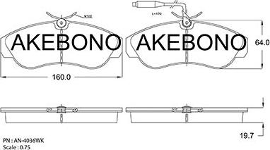 Akebono AN-4063WKE - Kit pastiglie freno, Freno a disco autozon.pro